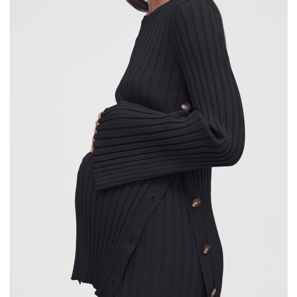 Legoe Heritage black  Ribbed Maternity Sweater/Pant set with Button Detail.